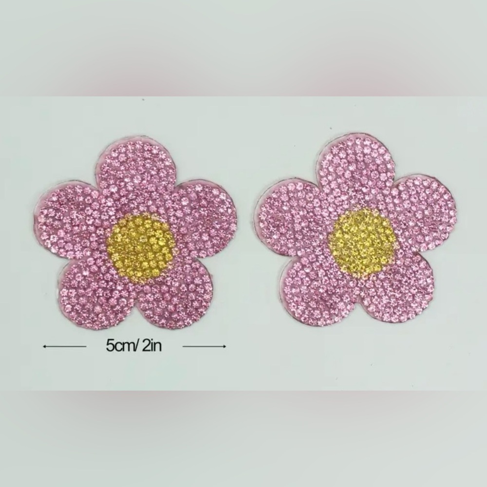 Pink & Gold Floral Rhinestone Iron-On Applique, Clothes, Crafts, Home, New - Picture 5 of 14